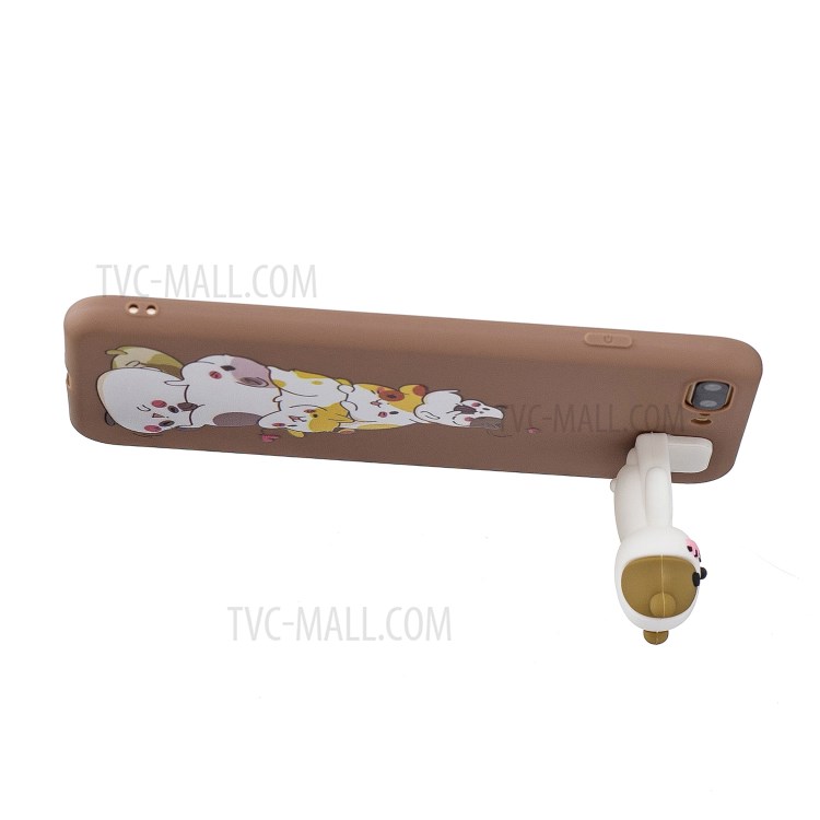 Foldable 3D Animal Doll Kickstand Pattern Printing TPU Phone Shell for iPhone 8/7 Plus 5.5 inch - Dogs-5