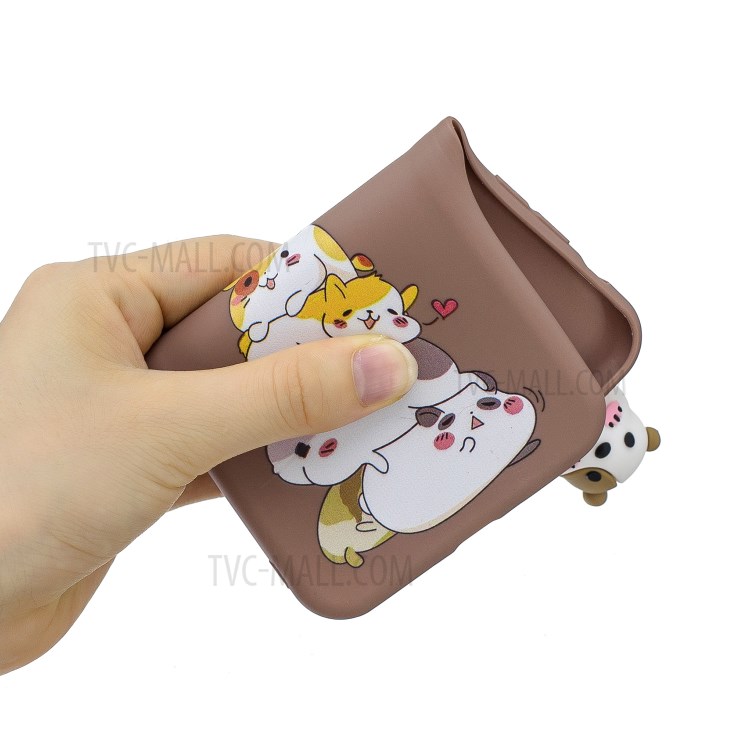 Foldable 3D Animal Doll Kickstand Pattern Printing TPU Phone Shell for iPhone 8/7 Plus 5.5 inch - Dogs-6