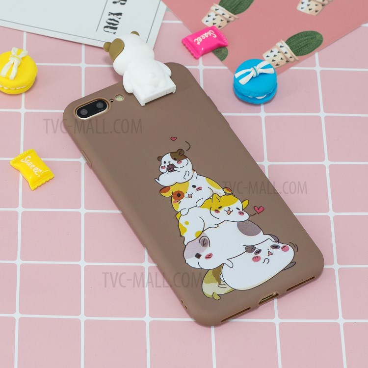 Foldable 3D Animal Doll Kickstand Pattern Printing TPU Phone Shell for iPhone 8/7 Plus 5.5 inch - Dogs-7