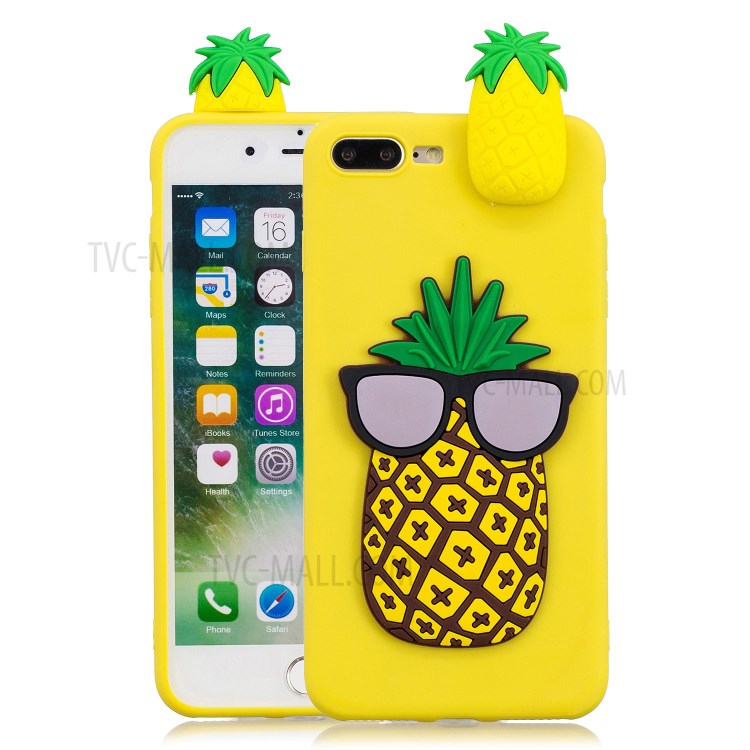 3D Дизайн Декор Крышки TPU Сотового Телефона Для Iphone 8 Плюс / 7 Плюс 5,5-дюймовый - Ананас-1