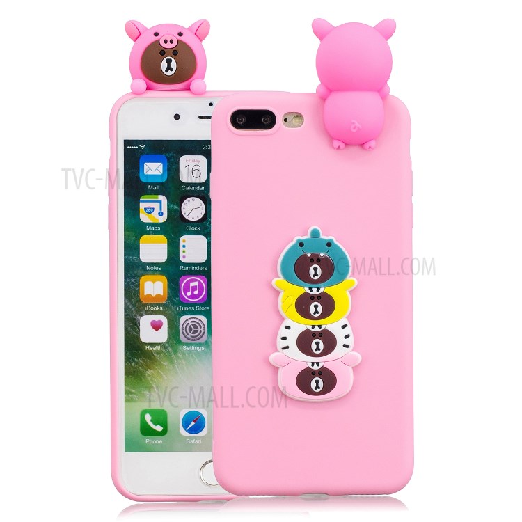 3D Decor Design TPU Cell Phone Cover for iPhone 8 Plus / 7 Plus 5.5-inch - Bear-1