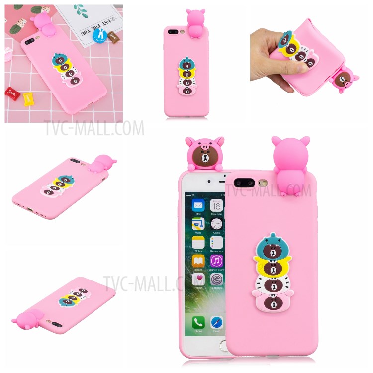 3D Decor Design TPU Cell Phone Cover for iPhone 8 Plus / 7 Plus 5.5-inch - Bear-7