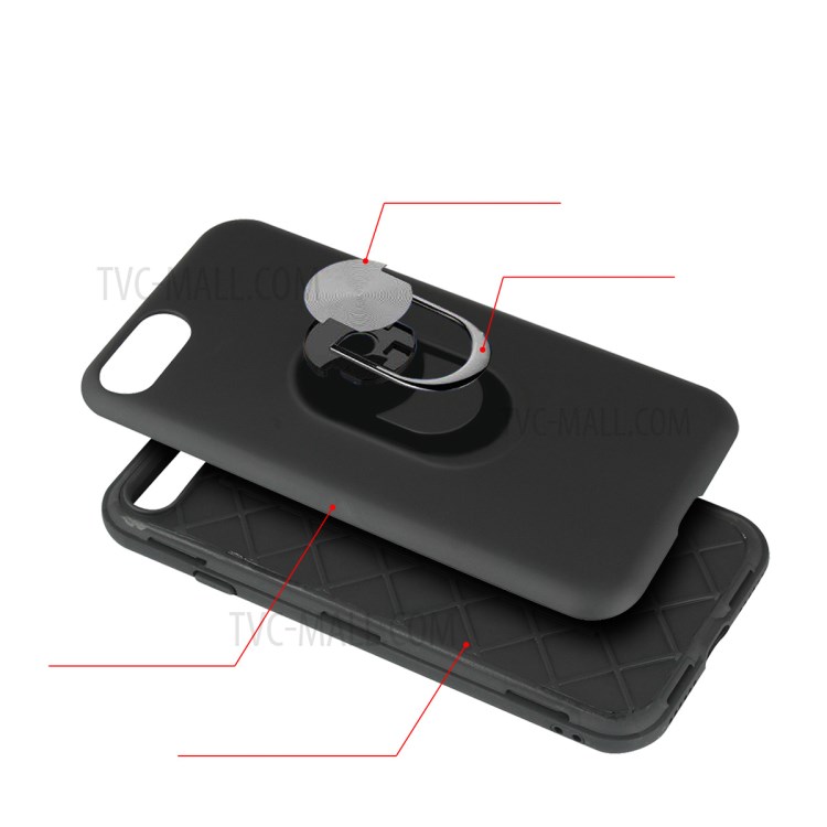 Detachable PC + TPU Combo Case with Finger Ring Kickstand Shell for iPhone 7/8/SE (2nd Generation) - Black-10