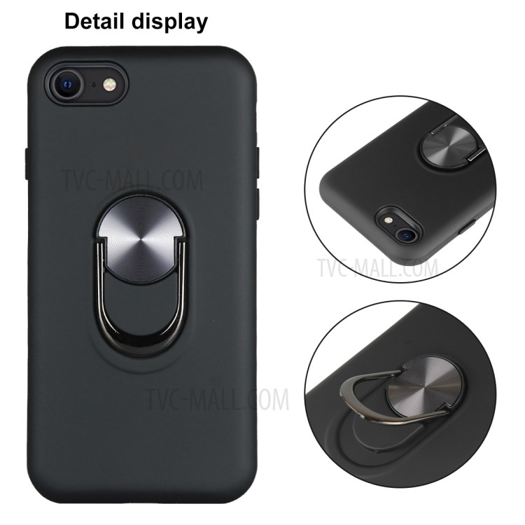 Detachable PC + TPU Combo Case with Finger Ring Kickstand Shell for iPhone 7/8/SE (2nd Generation)  - Black-4