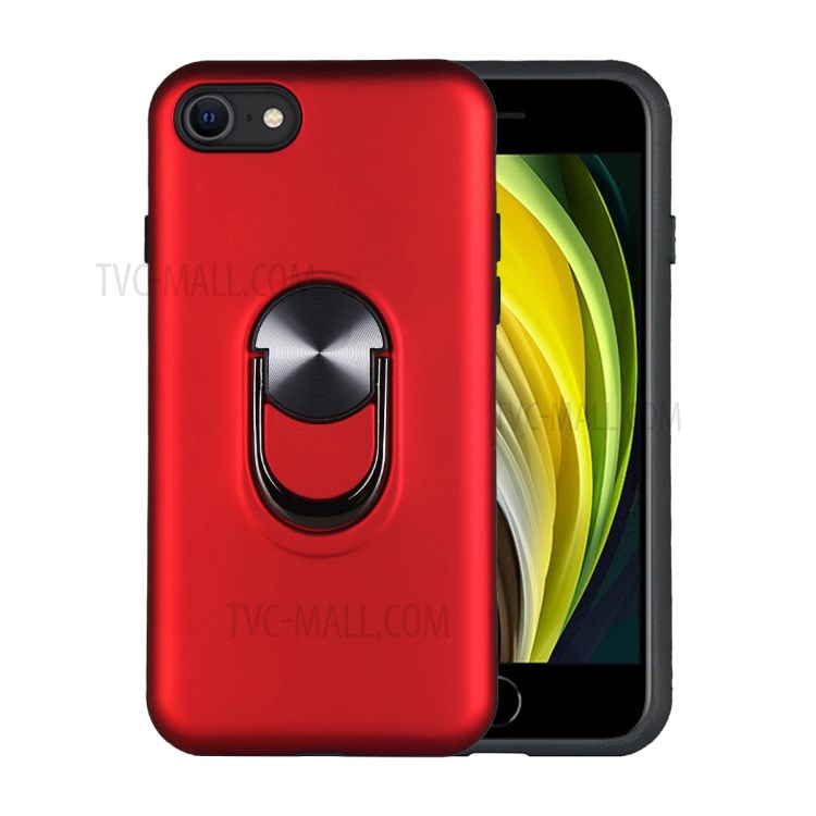 Detachable PC + TPU Combo Case with Finger Ring Kickstand Shell for iPhone 7/8/SE (2nd Generation) - Red-1