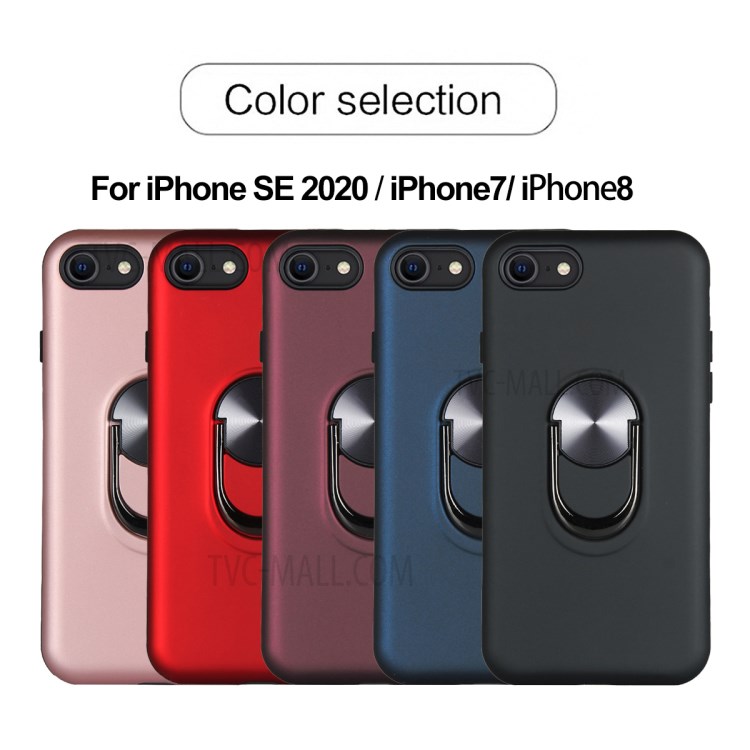 Detachable PC + TPU Combo Case with Finger Ring Kickstand Shell for iPhone 7/8/SE (2nd Generation) - Red-2
