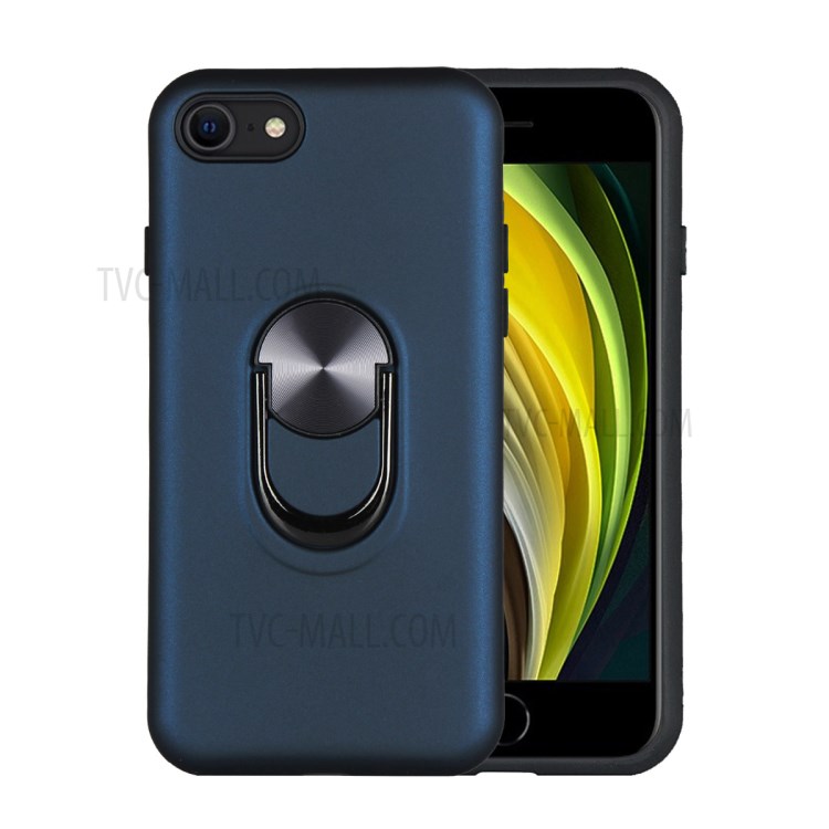 Detachable PC + TPU Combo Case with Finger Ring Kickstand Shell for iPhone 7/8/SE (2nd Generation) - Blue-1