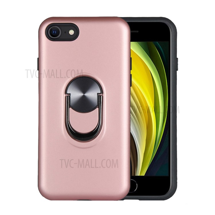 Detachable PC + TPU Combo Case with Finger Ring Kickstand Shell for iPhone 7/8/SE (2nd Generation) - Rose Gold-1