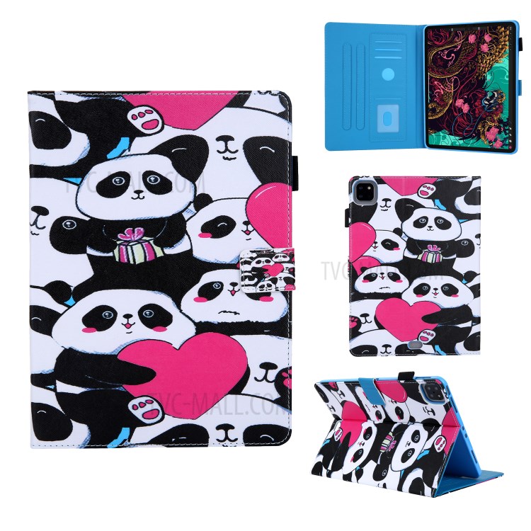 Pattern Printing Multi-angle Stand Leather Card Slot Tablet Case for iPad Pro 11-inch (2020)/(2018) - Pandas-1