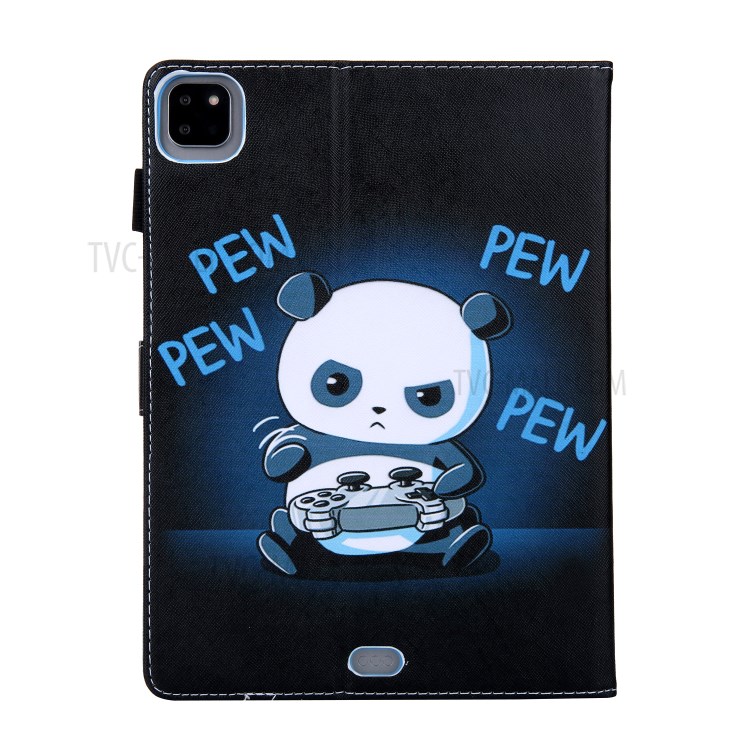 Pattern Printing Multi-angle Stand Leather Card Slot Tablet Case for iPad Pro 11-inch (2020)/(2018) - Panda with Joystick-3
