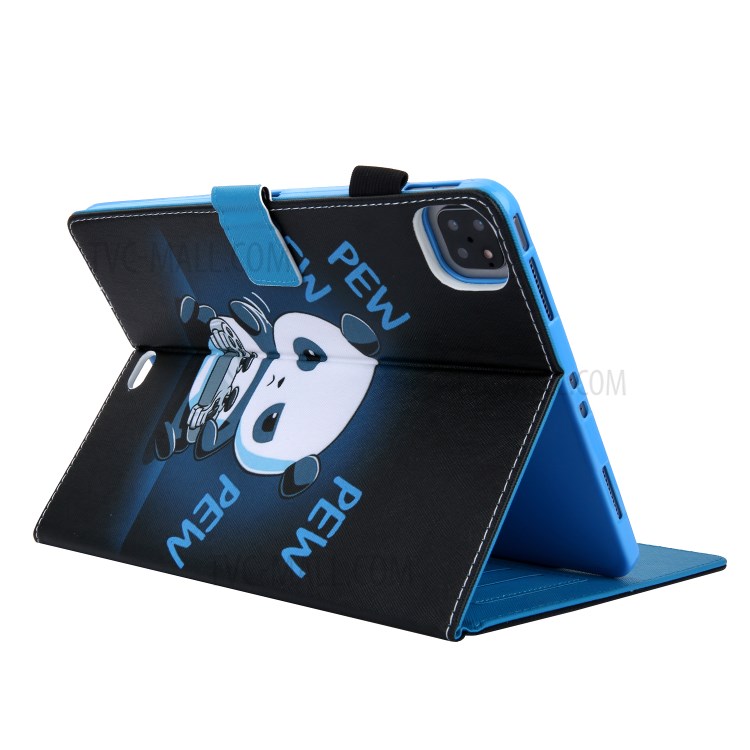 Pattern Printing Multi-angle Stand Leather Card Slot Tablet Case for iPad Pro 11-inch (2020)/(2018) - Panda with Joystick-4