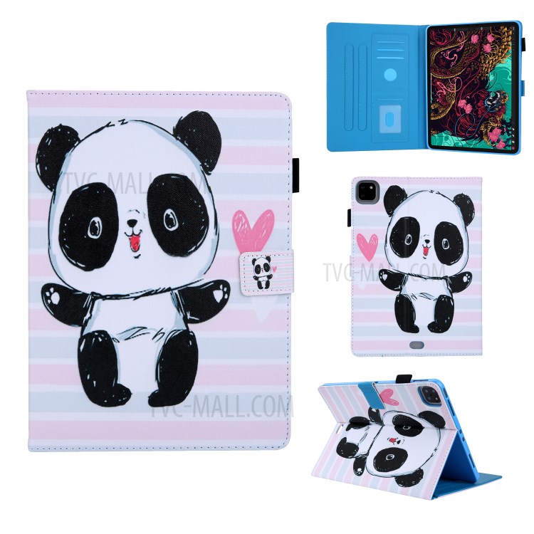 Pattern Printing Multi-angle Stand Leather Card Slot Tablet Case for iPad Pro 11-inch (2020)/(2018) - Panda-1