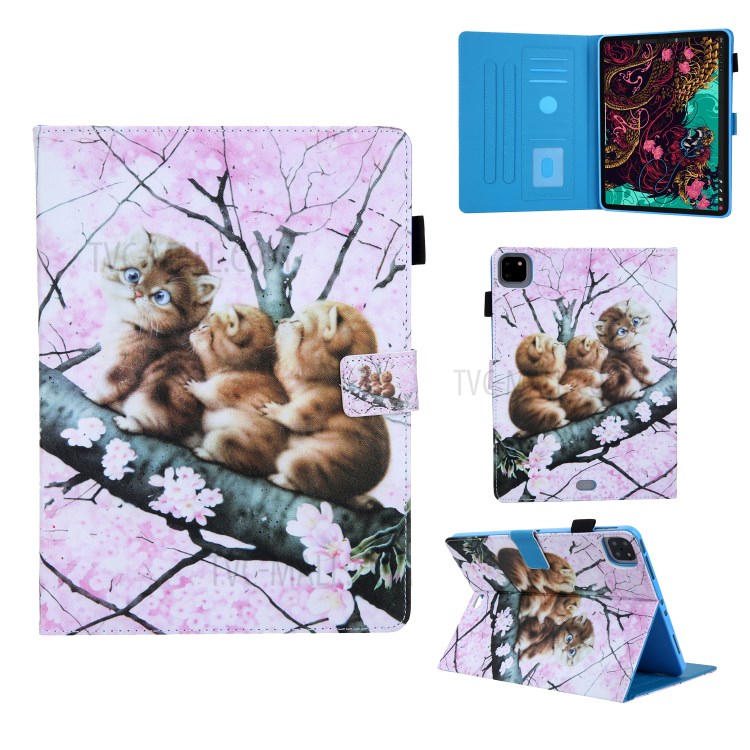 Pattern Printing Multi-angle Stand Leather Card Slot Tablet Case for iPad Pro 11-inch (2020)/(2018) - Three Cat-1