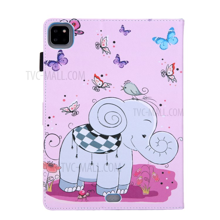 Pattern Printing Multi-angle Stand Leather Card Slot Tablet Case for iPad Pro 11-inch (2020)/(2018) - Elephant and Butterflies-3