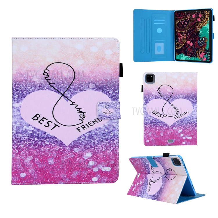 Pattern Printing Multi-angle Stand Leather Card Slot Tablet Case for iPad Pro 11-inch (2020)/(2018) - Love Heart-1
