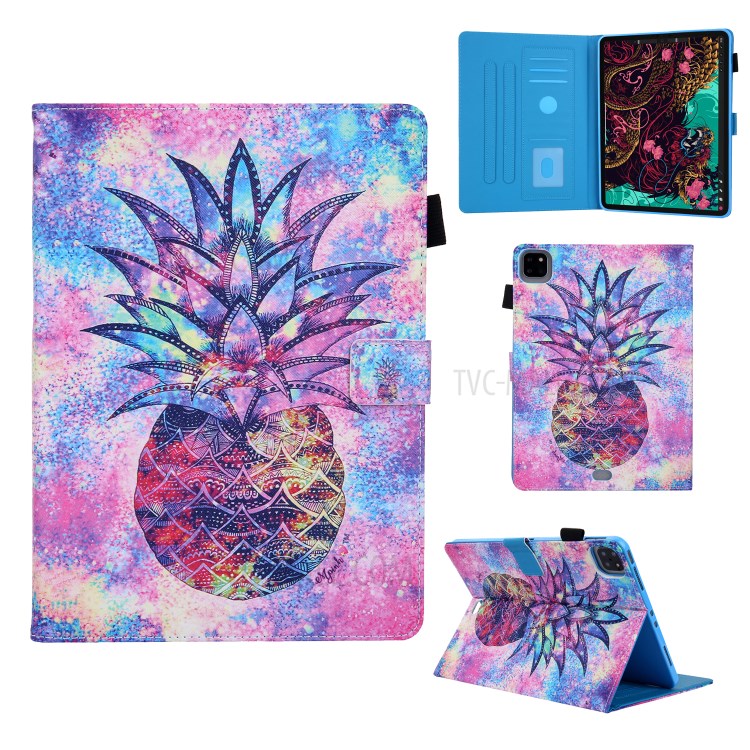 Pattern Printing Multi-angle Stand Leather Card Slot Tablet Case for iPad Pro 11-inch (2020)/(2018) - Pineapple-1
