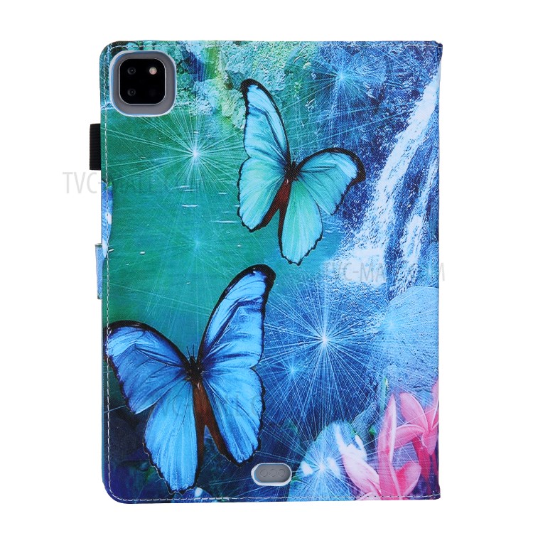 Pattern Printing Multi-angle Stand Leather Card Slot Tablet Case for iPad Pro 11-inch (2020)/(2018) - Blue Butterflies-3
