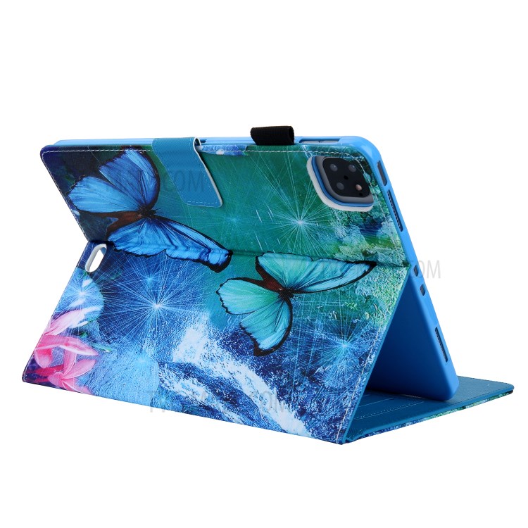 Pattern Printing Multi-angle Stand Leather Card Slot Tablet Case for iPad Pro 11-inch (2020)/(2018) - Blue Butterflies-4
