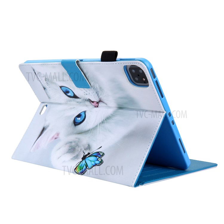 Pattern Printing Multi-angle Stand Leather Card Slot Tablet Case for iPad Pro 11-inch (2020)/(2018) - Cat and Butterfly-4