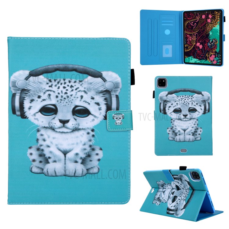 Pattern Printing Multi-angle Stand Leather Card Slot Tablet Case for iPad Pro 11-inch (2020)/(2018) - Leopard-1