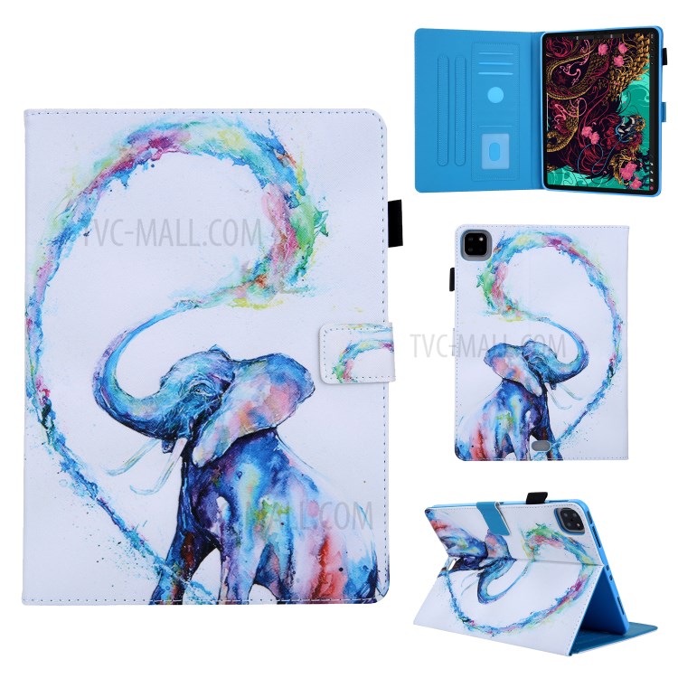 Pattern Printing Multi-angle Stand Leather Card Slot Tablet Case for iPad Pro 11-inch (2020)/(2018) - Color Elephant-1
