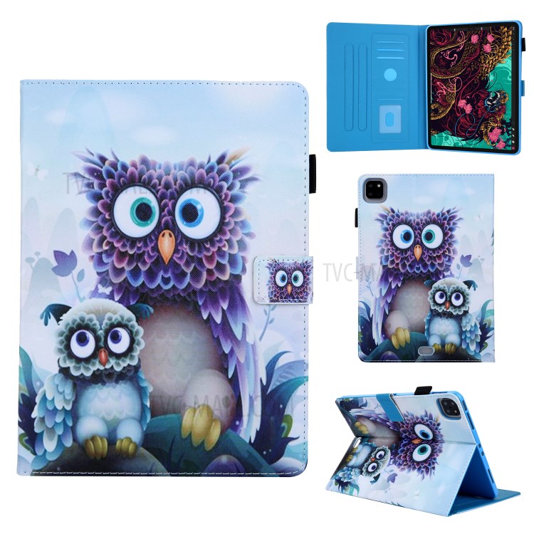 Pattern Printing Multi-angle Stand Leather Card Slot Tablet Case for iPad Pro 11-inch (2020)/(2018) - Owls-1