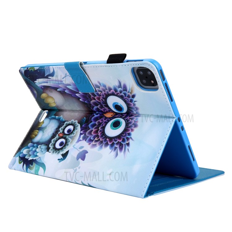 Pattern Printing Multi-angle Stand Leather Card Slot Tablet Case for iPad Pro 11-inch (2020)/(2018) - Owls-4