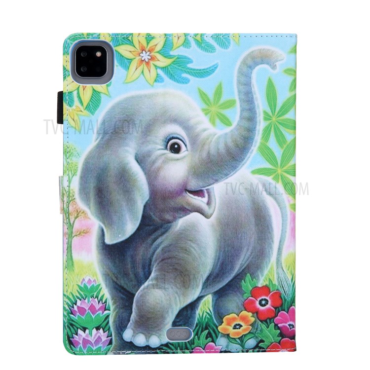 Pattern Printing Multi-angle Stand Leather Card Slot Tablet Case for iPad Pro 11-inch (2020)/(2018) - Lovely Elephant-3