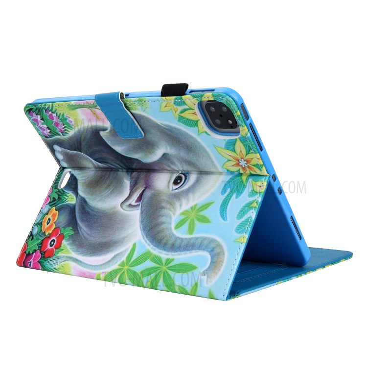 Pattern Printing Multi-angle Stand Leather Card Slot Tablet Case for iPad Pro 11-inch (2020)/(2018) - Lovely Elephant-4