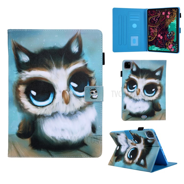 Pattern Printing Multi-angle Stand Leather Card Slot Tablet Case for iPad Pro 11-inch (2020)/(2018) - Baby Owl-1