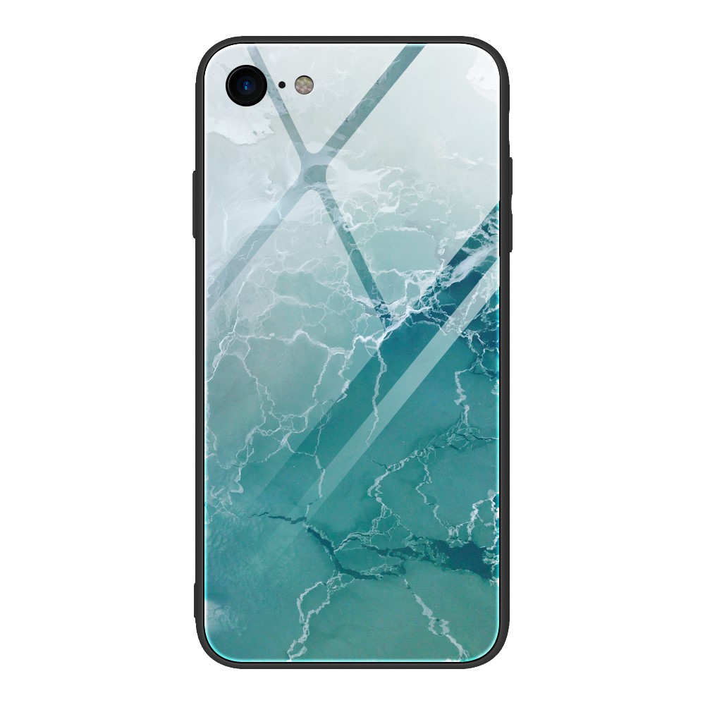 Terna in Vetro di Texture in Marmo + Custodia Ibrida TPU Per Iphone SE (2020)/SE (2022)/8/7 - Stile D