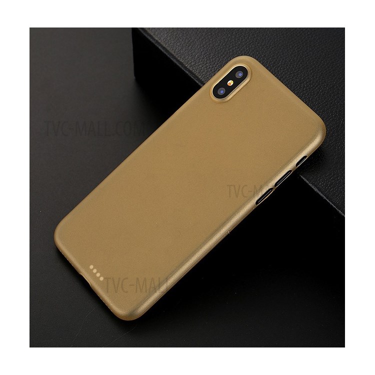 Ultra-thin Matte PC Hard Mobile Phone Case for iPhone XS/X - Gold-1