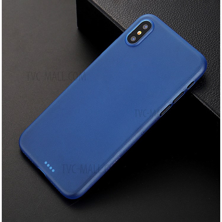 Ultra-thin Matte PC Hard Mobile Phone Case for iPhone XS/X - Blue-1