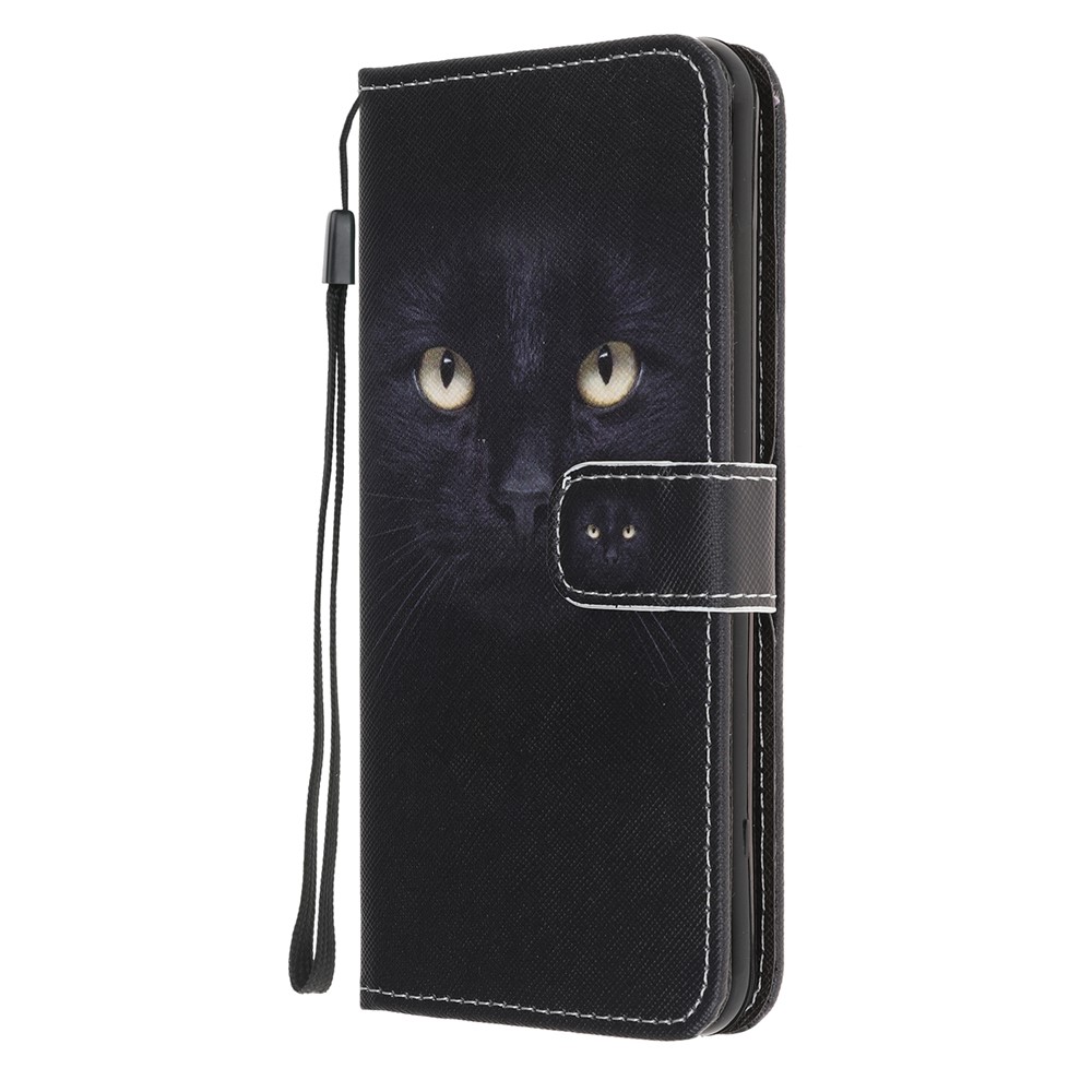 Newly Cross Texture Patterned Leather Wallet Cover with Strap for iPhone 7/8/SE (2nd Generation) - Cat Eyes-2