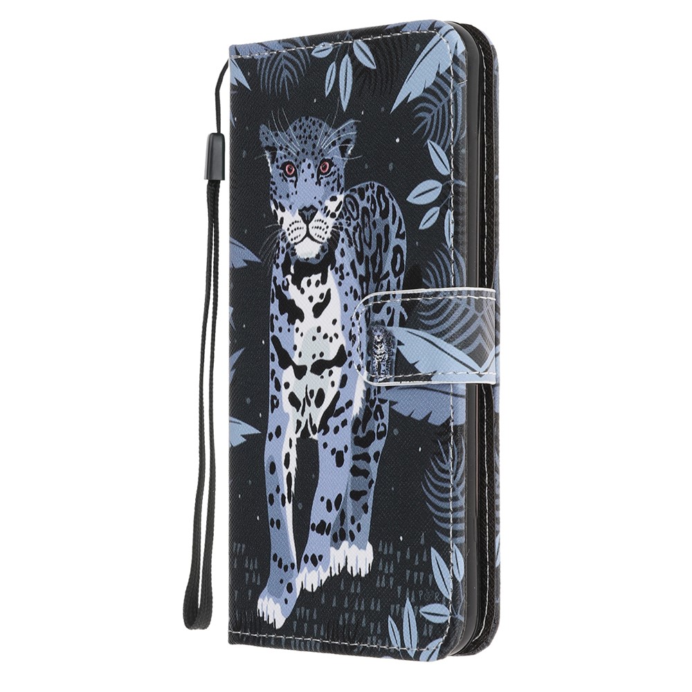 Newly Cross Texture Patterned Leather Wallet Cover with Strap for iPhone 7/8/SE (2nd Generation) - Leopard-2