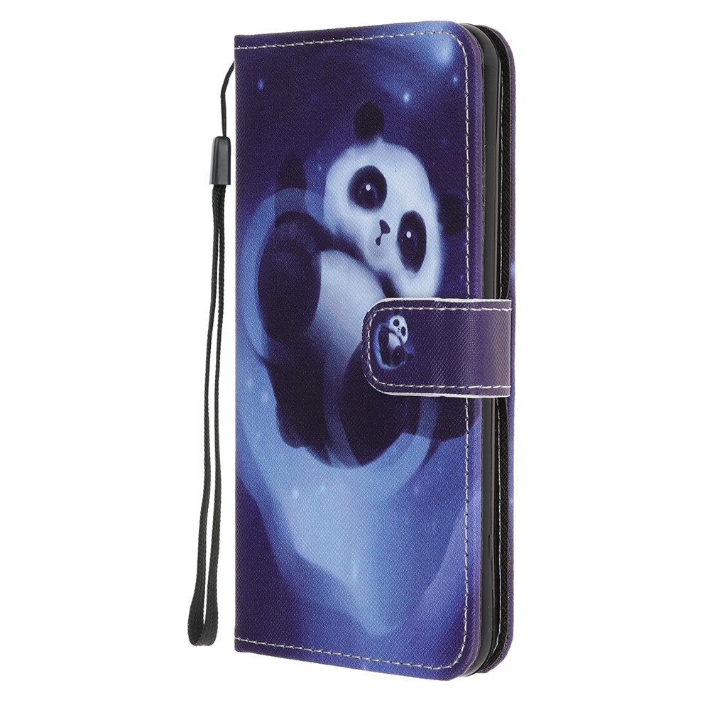 Newly Cross Texture Patterned Leather Wallet Cover with Strap for iPhone 7/8/SE (2nd Generation) - Panda-2