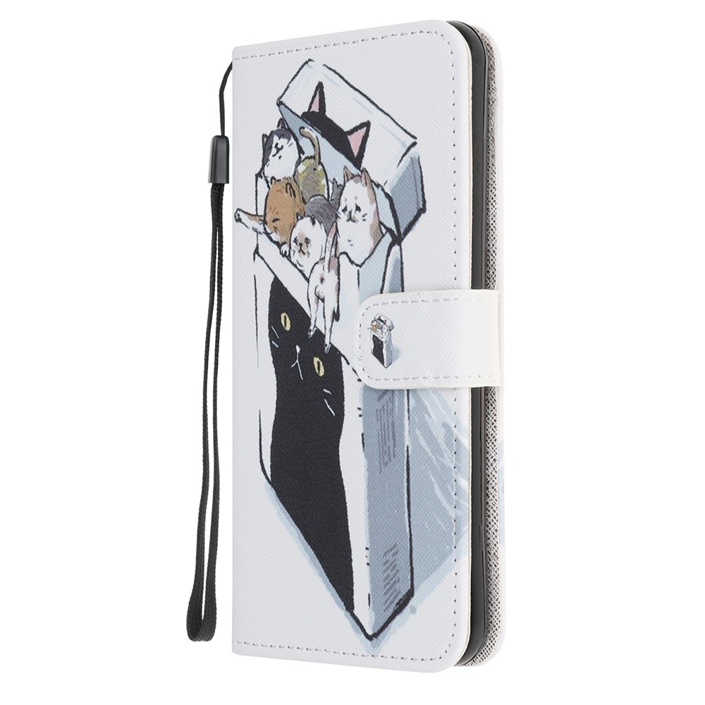 Newly Cross Texture Patterned Leather Wallet Cover with Strap for iPhone 7/8/SE (2nd Generation) - Cat Group-2