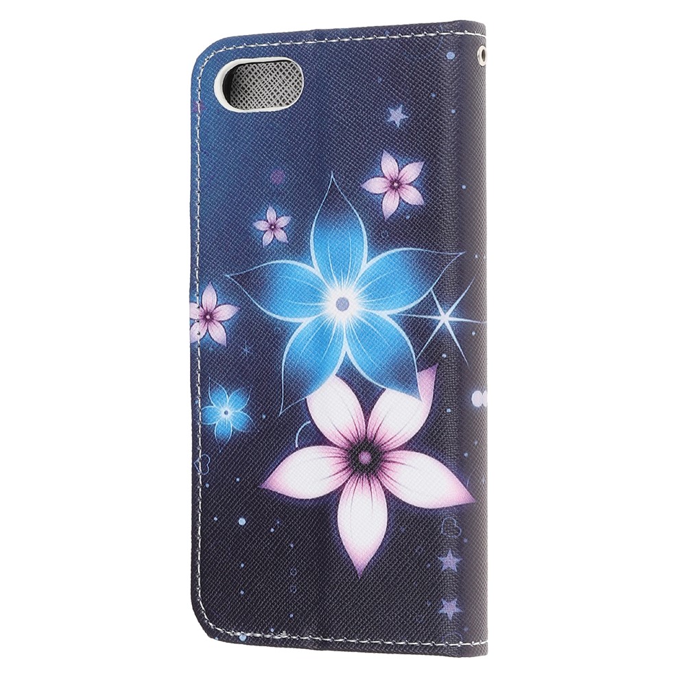Newly Cross Texture Patterned Leather Wallet Cover with Strap for iPhone 7/8/SE (2nd Generation) - Flower-3