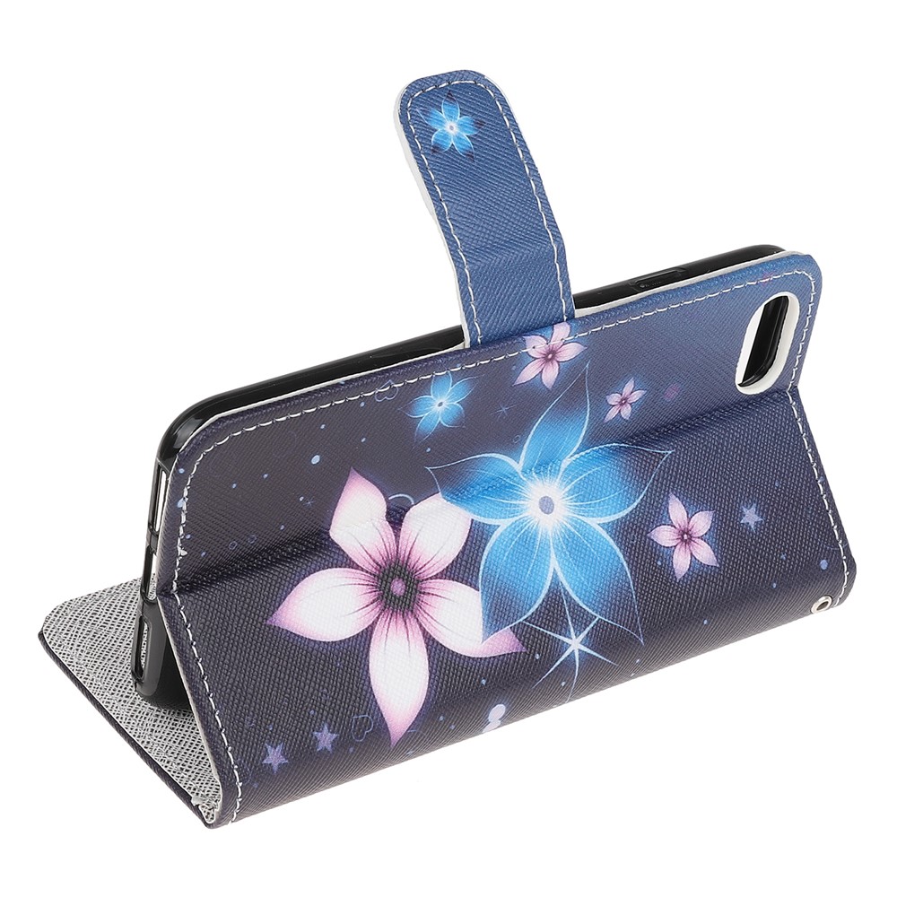 Newly Cross Texture Patterned Leather Wallet Cover with Strap for iPhone 7/8/SE (2nd Generation) - Flower-4