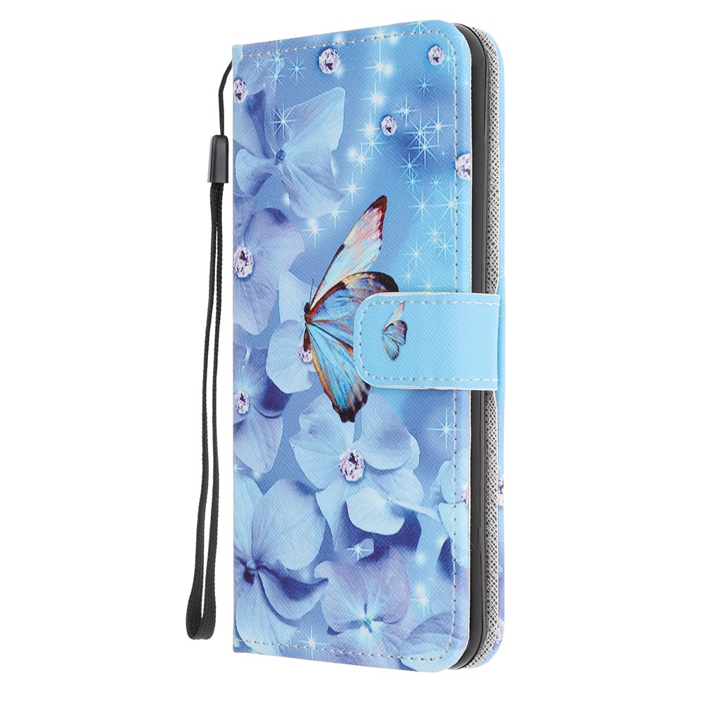 Newly Cross Texture Patterned Leather Wallet Cover with Strap for iPhone 7/8/SE (2nd Generation) - Flowers and Butterfly-2