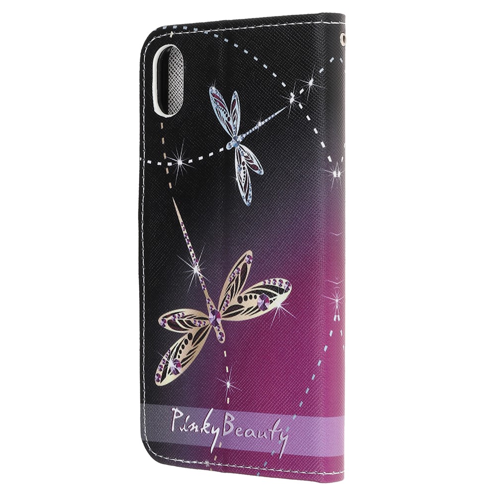 Newly Cross Texture Patterned Leather Stand Wallet Cover with Strap for iPhone XR 6.1 inch - Dragonfly-3