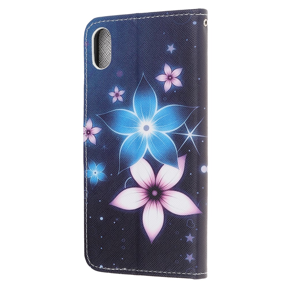 Newly Cross Texture Patterned Leather Stand Wallet Cover with Strap for iPhone XR 6.1 inch - Flower-3