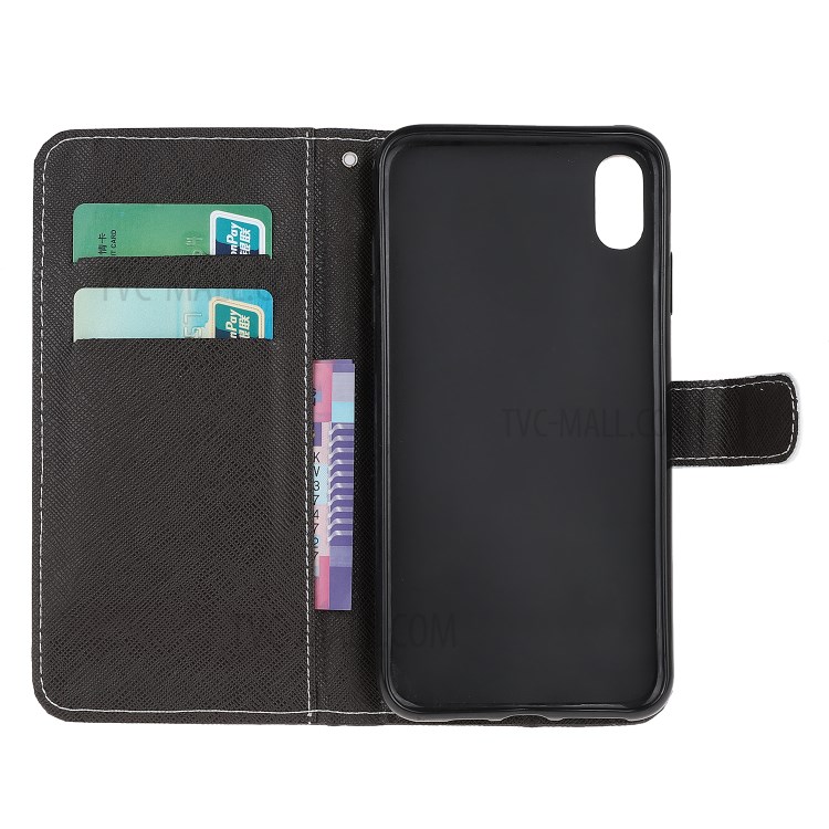 Newly Cross Texture Stylish Patterned Leather Stand Wallet Cover for iPhone XS Max 6.5 inch - Cat Eyes-2