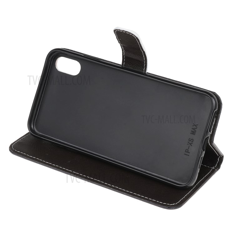 Newly Cross Texture Stylish Patterned Leather Stand Wallet Cover for iPhone XS Max 6.5 inch - Cat Eyes-3