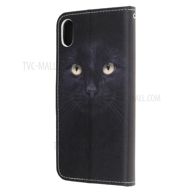 Newly Cross Texture Stylish Patterned Leather Stand Wallet Cover for iPhone XS Max 6.5 inch - Cat Eyes-5