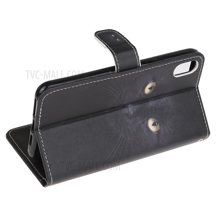 Newly Cross Texture Stylish Patterned Leather Stand Wallet Cover for iPhone XS Max 6.5 inch - Cat Eyes-6