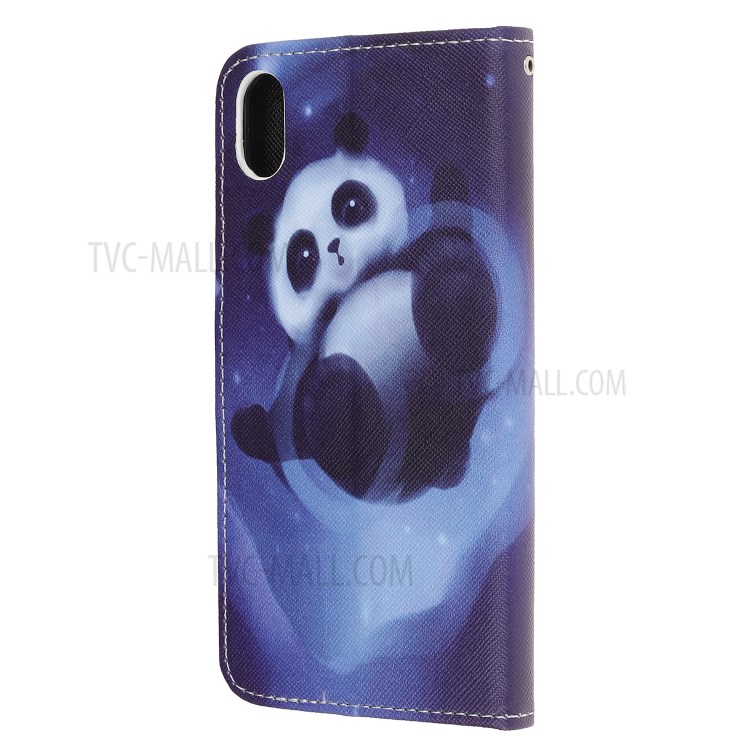 Newly Cross Texture Stylish Patterned Leather Stand Wallet Cover for iPhone XS Max 6.5 inch - Panda-3
