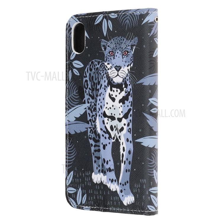 Newly Cross Texture Stylish Patterned Leather Stand Wallet Cover for iPhone XS Max 6.5 inch - Leopard-3