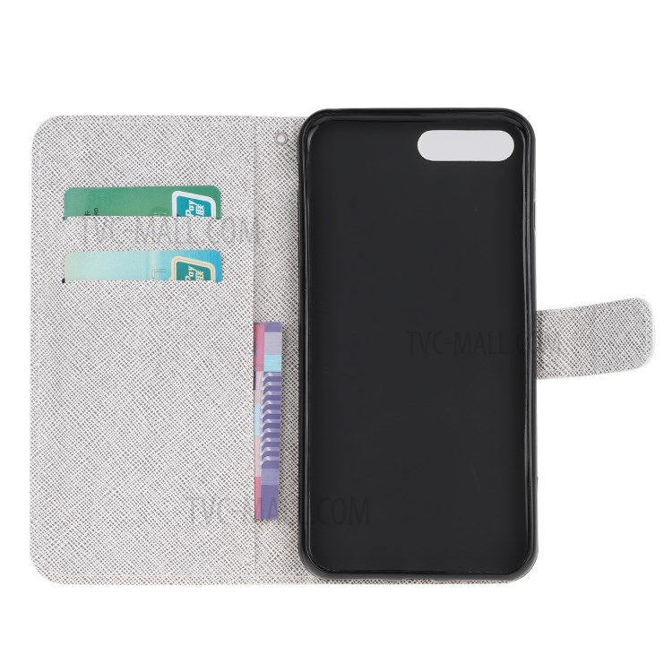 Newly Cross Texture Stylish Patterned Leather Wallet Case for iPhone 8 Plus/7 Plus 5.5 inch - Cat Group-3
