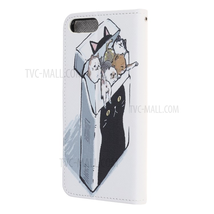 Newly Cross Texture Stylish Patterned Leather Wallet Case for iPhone 8 Plus/7 Plus 5.5 inch - Cat Group-5